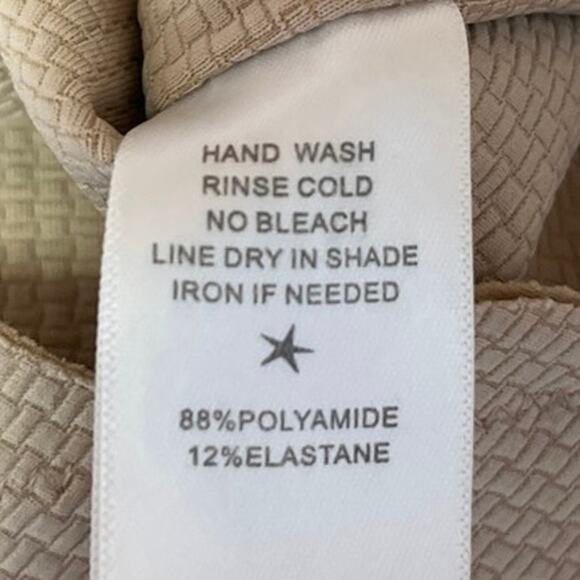 MARYSIA Broadway Tie Maillot Tan Lace Up Halter Scalloped One Piece Swimsuit S - Picture 7 of 7